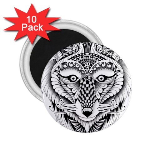 Ornate Foxy Wolf 2.25  Button Magnet (10 pack) from ArtsNow.com Front