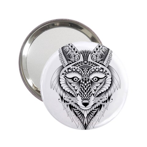 Ornate Foxy Wolf Handbag Mirror (2.25 ) from ArtsNow.com Front