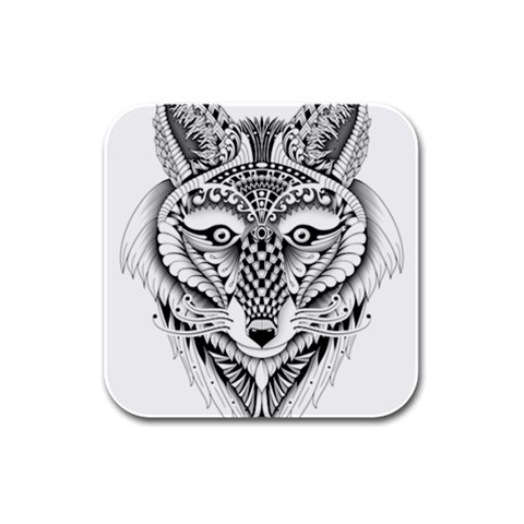 Ornate Foxy Wolf Drink Coasters 4 Pack (Square) from ArtsNow.com Front