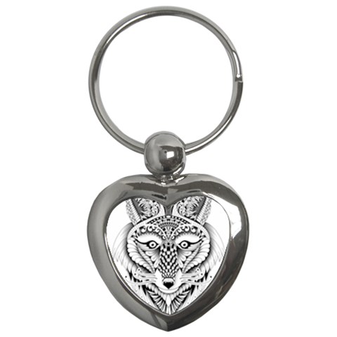 Ornate Foxy Wolf Key Chain (Heart) from ArtsNow.com Front