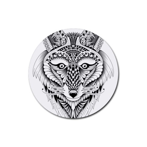 Ornate Foxy Wolf Drink Coaster (Round) from ArtsNow.com Front