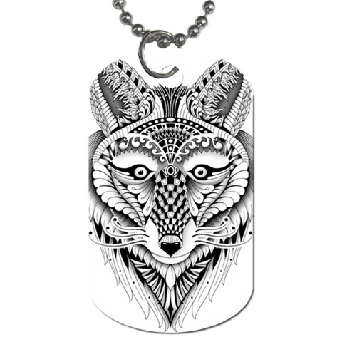 Ornate Foxy Wolf Dog Tag (Two Front