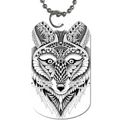 Ornate Foxy Wolf Dog Tag (Two Front