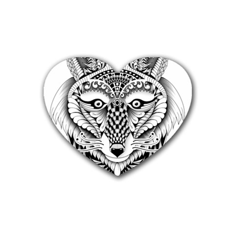 Ornate Foxy Wolf Drink Coasters 4 Pack (Heart)  from ArtsNow.com Front