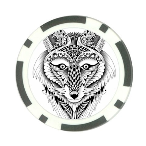 Ornate Foxy Wolf Poker Chip from ArtsNow.com Back