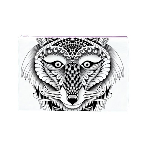 Ornate Foxy Wolf Cosmetic Bag (Large) from ArtsNow.com Front