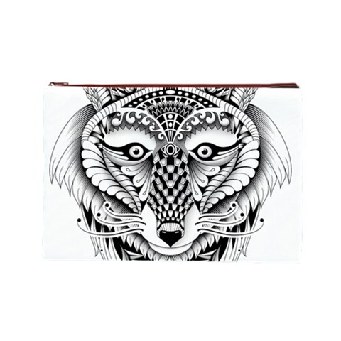 Ornate Foxy Wolf Cosmetic Bag (Large) from ArtsNow.com Front