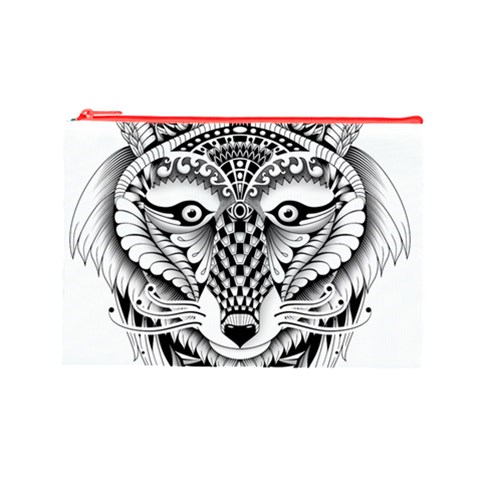 Ornate Foxy Wolf Cosmetic Bag (Large) from ArtsNow.com Front