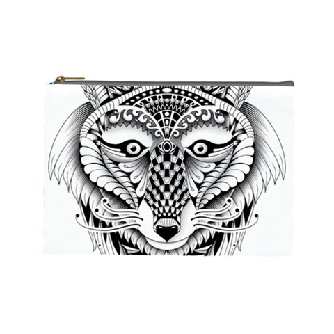 Ornate Foxy Wolf Cosmetic Bag (Large) from ArtsNow.com Front