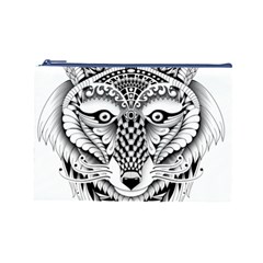 Ornate Foxy Wolf Cosmetic Bag (Large) from ArtsNow.com Front