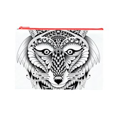 Ornate Foxy Wolf Cosmetic Bag (Large) from ArtsNow.com Front