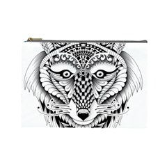 Ornate Foxy Wolf Cosmetic Bag (Large) from ArtsNow.com Front