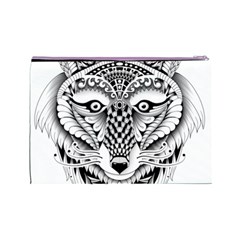 Ornate Foxy Wolf Cosmetic Bag (Large) from ArtsNow.com Back