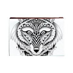 Ornate Foxy Wolf Cosmetic Bag (Large) from ArtsNow.com Back