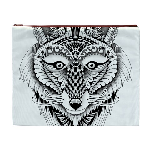 Ornate Foxy Wolf Cosmetic Bag (XL) from ArtsNow.com Front