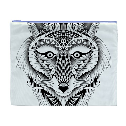 Ornate Foxy Wolf Cosmetic Bag (XL) from ArtsNow.com Front