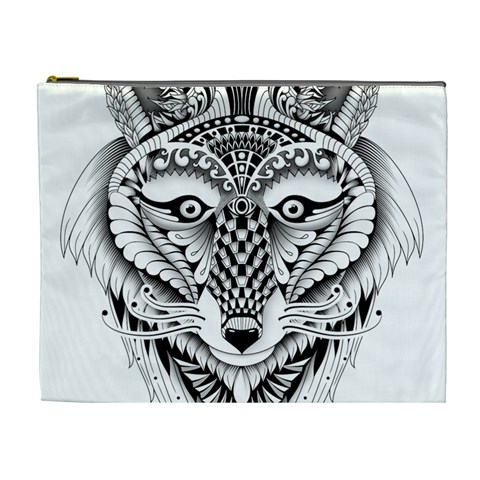 Ornate Foxy Wolf Cosmetic Bag (XL) from ArtsNow.com Front