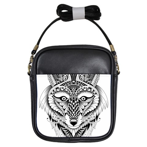 Ornate Foxy Wolf Girl s Sling Bag from ArtsNow.com Front