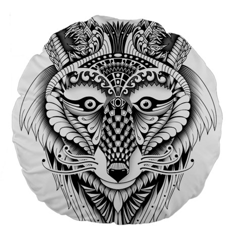 Ornate Foxy Wolf 18  Premium Round Cushion  from ArtsNow.com Front