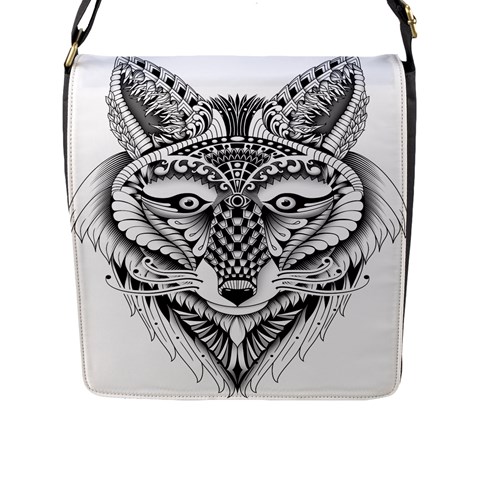 Ornate Foxy Wolf Flap Closure Messenger Bag (Large) from ArtsNow.com Front