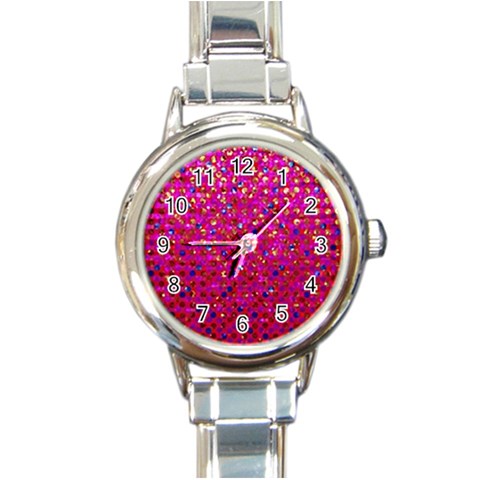 Polka Dot Sparkley Jewels 1 Round Italian Charm Watch from ArtsNow.com Front