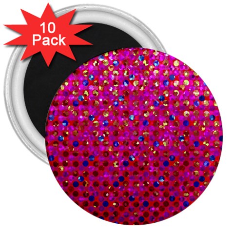 Polka Dot Sparkley Jewels 1 3  Button Magnet (10 pack) from ArtsNow.com Front