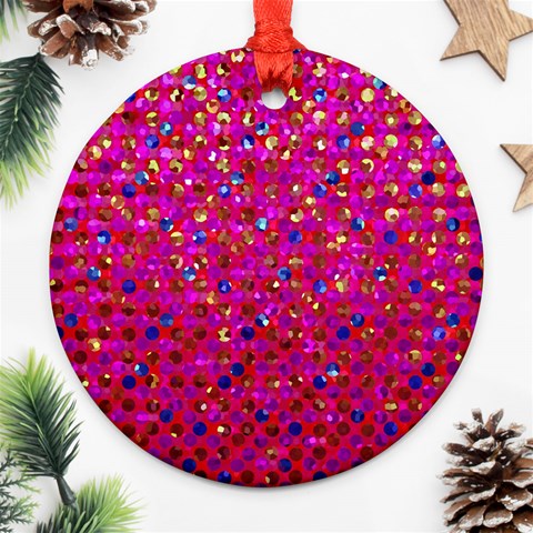 Polka Dot Sparkley Jewels 1 Round Ornament (Two Sides) from ArtsNow.com Back