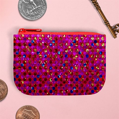 Polka Dot Sparkley Jewels 1 Coin Change Purse from ArtsNow.com Front