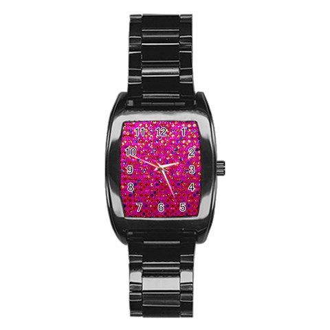 Polka Dot Sparkley Jewels 1 Stainless Steel Barrel Watch from ArtsNow.com Front