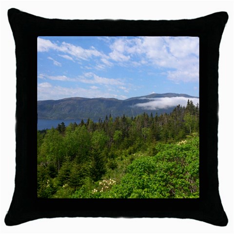 Newfoundland Black Throw Pillow Case from ArtsNow.com Front