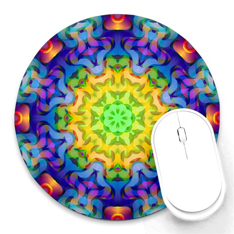 Psychedelic Abstract 8  Mouse Pad (Round) from ArtsNow.com Front