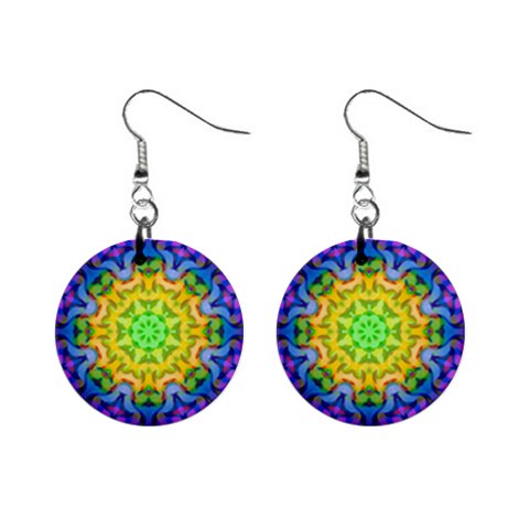 Psychedelic Abstract Mini Button Earrings from ArtsNow.com Front