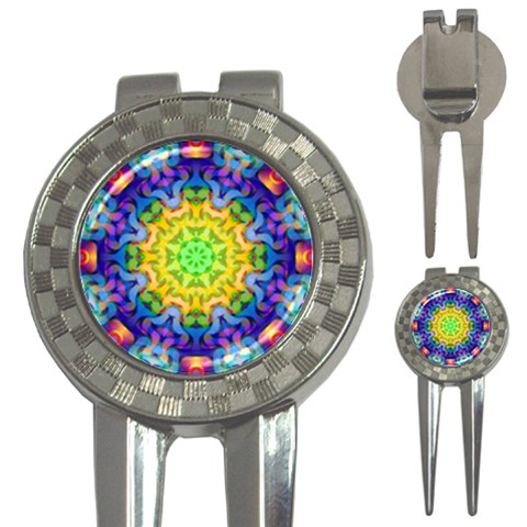 Psychedelic Abstract Golf Pitchfork & Ball Marker from ArtsNow.com Front