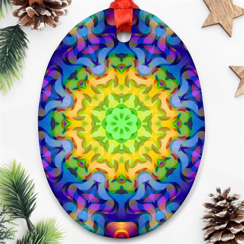 Psychedelic Abstract Oval Ornament (Two Sides) from ArtsNow.com Front