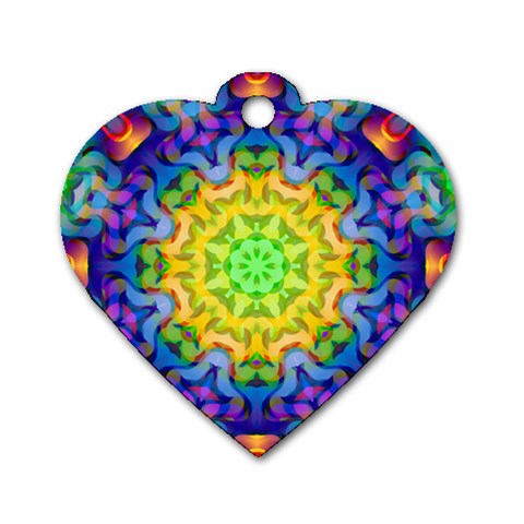 Psychedelic Abstract Dog Tag Heart (One Sided)  from ArtsNow.com Front