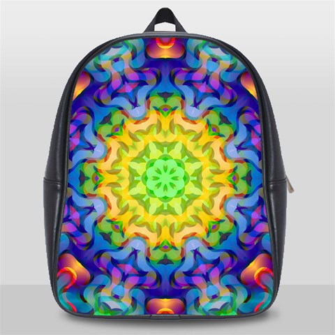 Psychedelic Abstract School Bag (Large) from ArtsNow.com Front