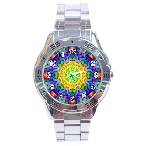 Psychedelic Abstract Stainless Steel Watch from ArtsNow.com Front