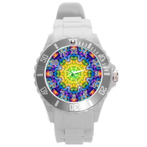 Psychedelic Abstract Plastic Sport Watch (Large) from ArtsNow.com Front