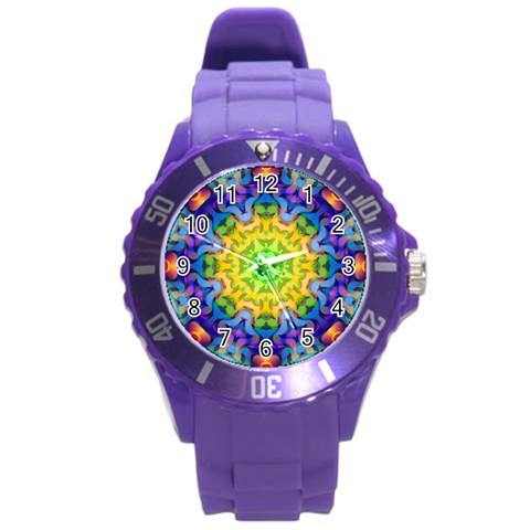 Psychedelic Abstract Plastic Sport Watch (Large) from ArtsNow.com Front