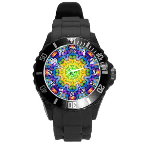 Psychedelic Abstract Plastic Sport Watch (Large) from ArtsNow.com Front