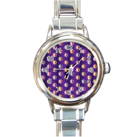 Flare Polka Dots Round Italian Charm Watch from ArtsNow.com Front