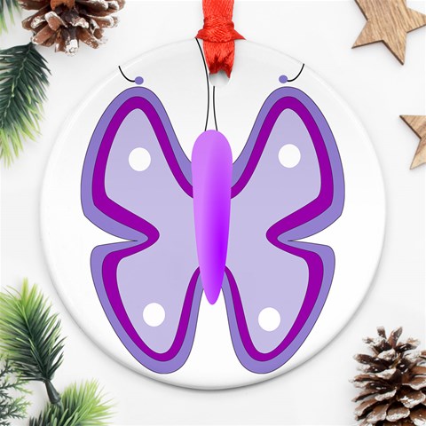 Cute Awareness Butterfly Round Ornament (Two Sides) from ArtsNow.com Back