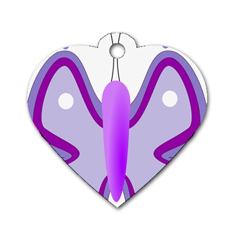 Cute Awareness Butterfly Dog Tag Heart (One Sided)  from ArtsNow.com Front