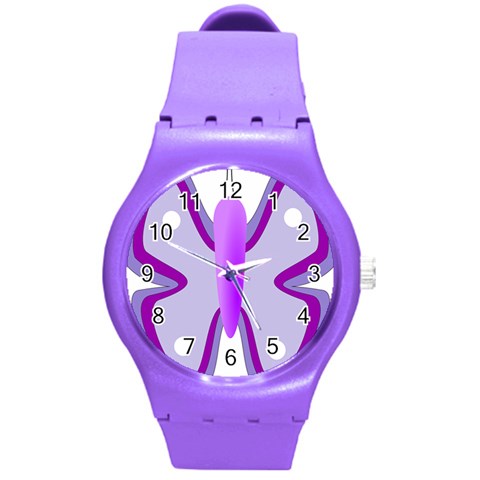 Cute Awareness Butterfly Plastic Sport Watch (Medium) from ArtsNow.com Front