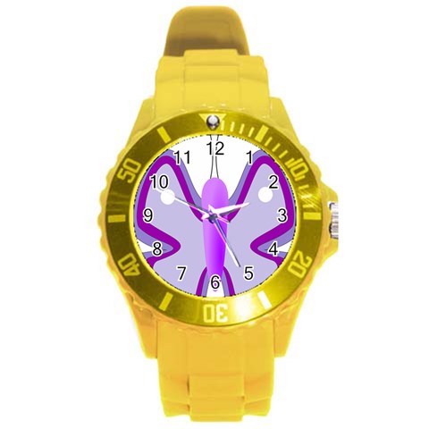 Cute Awareness Butterfly Plastic Sport Watch (Large) from ArtsNow.com Front