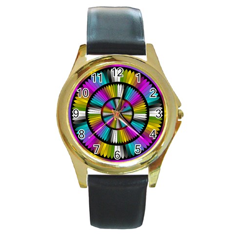 Abundance Round Gold Metal Watch from ArtsNow.com Front