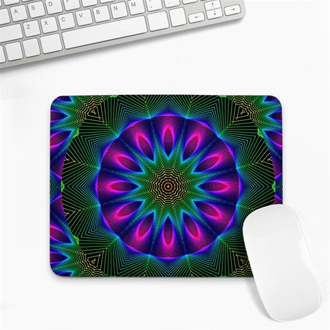 Star Of Leaves, Abstract Magenta Green Forest Small Mouse Pad (Rectangle) from ArtsNow.com Front