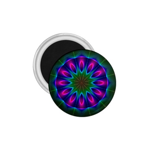 Star Of Leaves, Abstract Magenta Green Forest 1.75  Button Magnet from ArtsNow.com Front