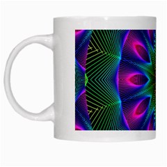 Star Of Leaves, Abstract Magenta Green Forest White Coffee Mug from ArtsNow.com Left