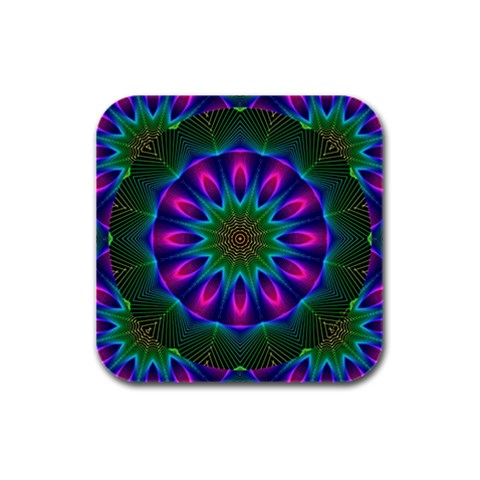 Star Of Leaves, Abstract Magenta Green Forest Drink Coasters 4 Pack (Square) from ArtsNow.com Front